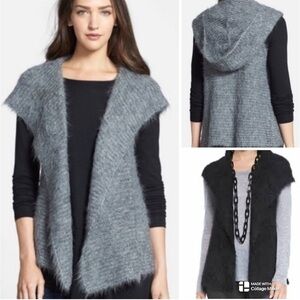 Eileen Fisher Alpaca and silk open knit hooded sweater vest
